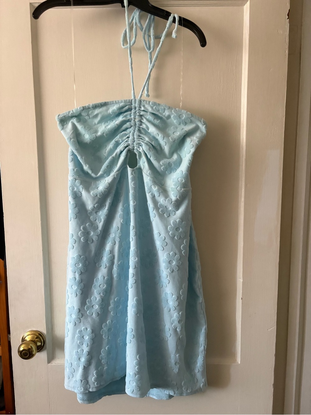 Light Blue Floral Halter Dress
